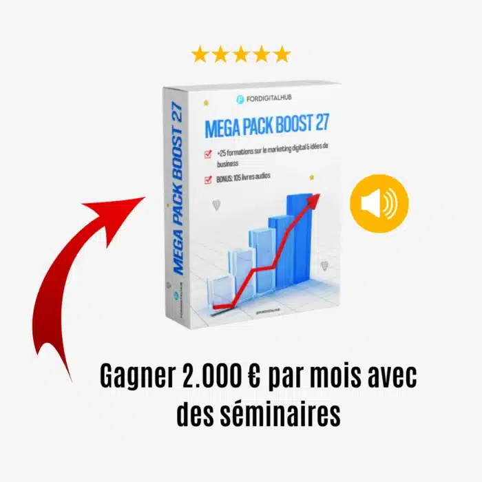 Gagner 2000 € par mois avec des séminaires - Cette formation exceptionnelle vous dévoile les secrets pour organiser des séminaires réussis et générer un revenu mensuel stable de 2 000 €.